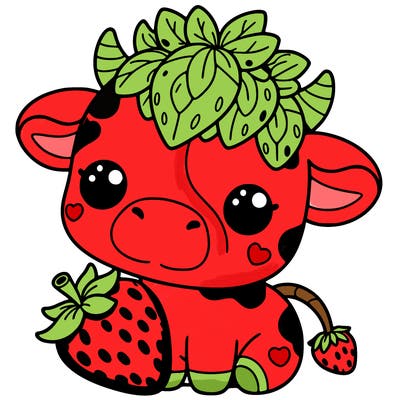 cute strawberry cow