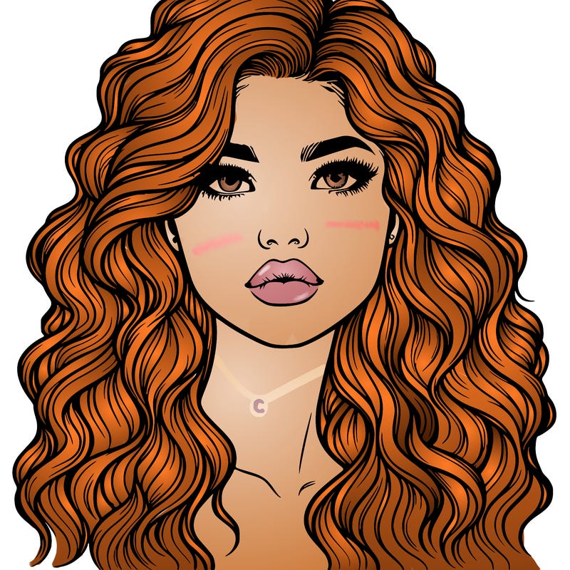 realistic girl with wavy hair and lips