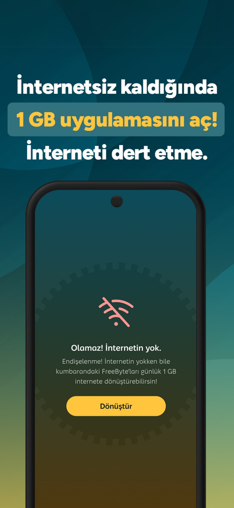 Mobile app screen showing GIFTBANK data conversion feature for offline users.