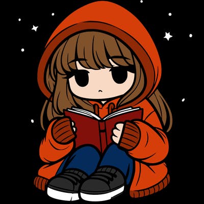 girl in oversized hoodie reading a book