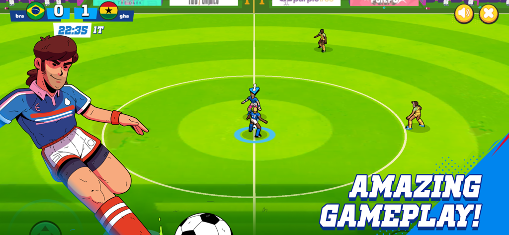 Golazo! - Hand-drawn arcade soccer match in Golazo featuring stylized players and vibrant colors