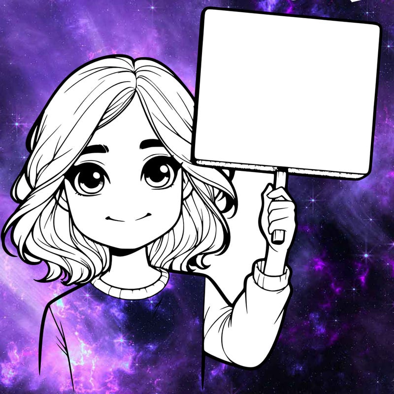 realistic girl holding up a sign