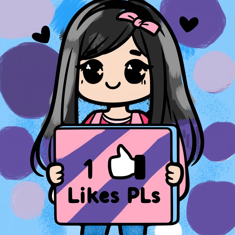 girl holding a sign saying 10 likes pls