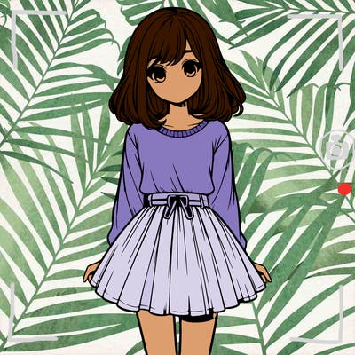 realistic girl with a skirt on