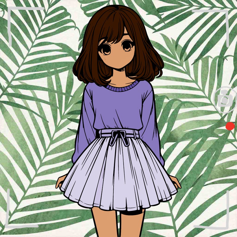 realistic girl with a skirt on