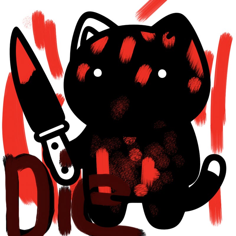cat with a knife