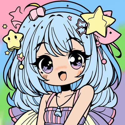 cute anime girl with star accessories