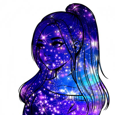 realistic girl with a high ponytail