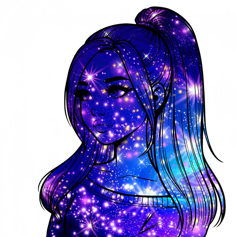 realistic girl with a high ponytail