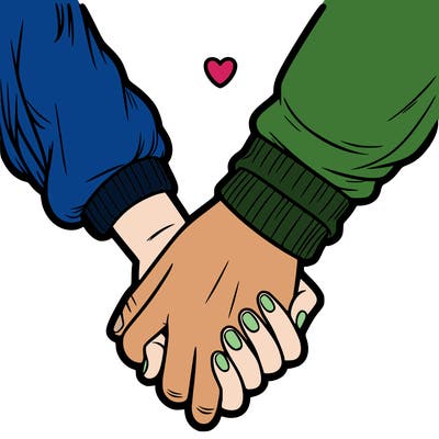 two holding hand one girl hand and one boy hand