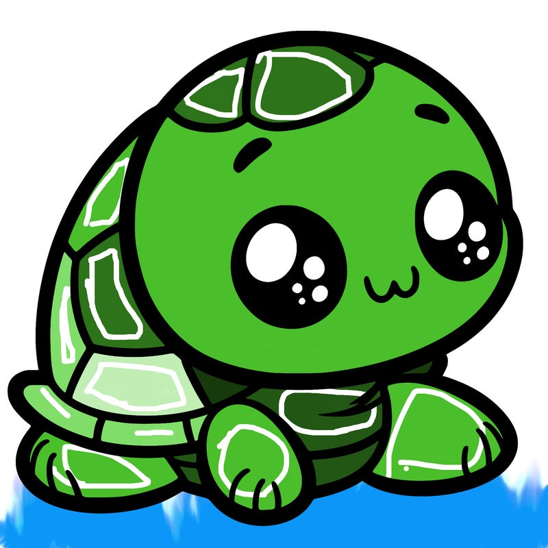 cute little animated turtle