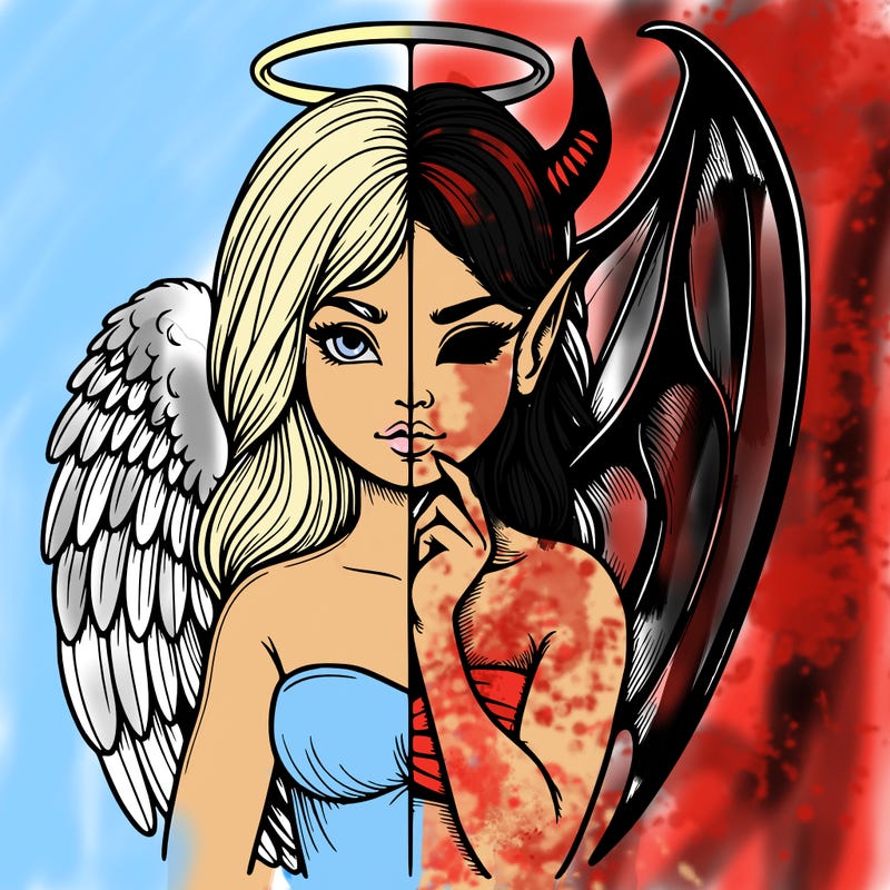 realistic angel half demon