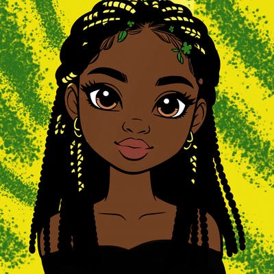 a realistic black girl with braids