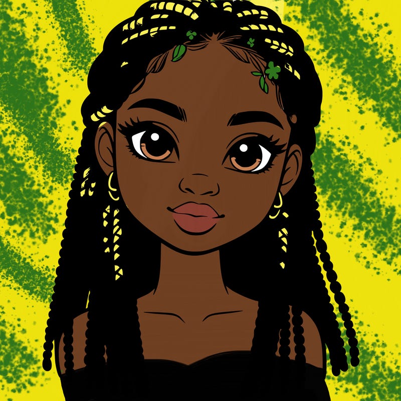 a realistic black girl with braids