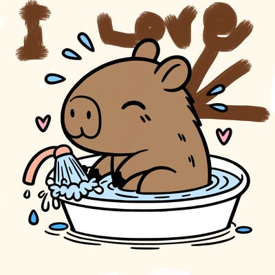 capybara taking a bath