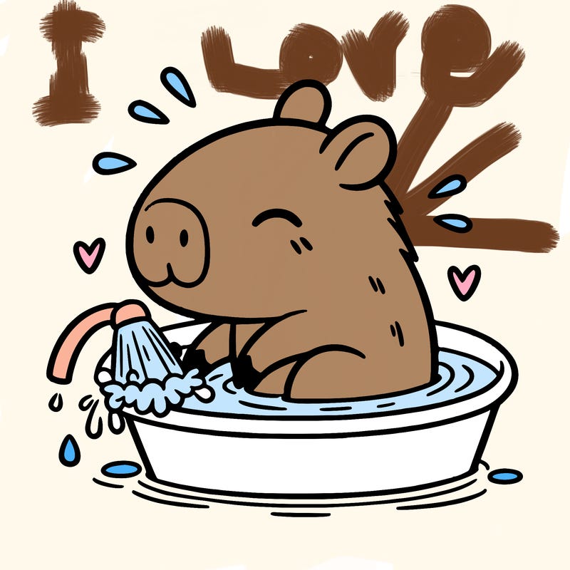 capybara taking a bath