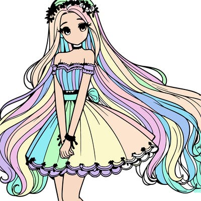 beautiful lady with long hair and cute clothes