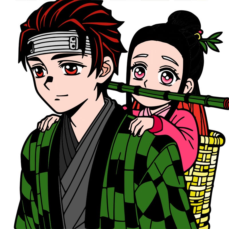 tanjro with nezuko on his back