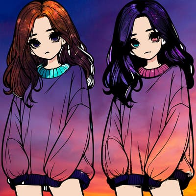 realistic girl with baggy sweater