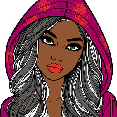 realistic beautiful girl with a hood on
