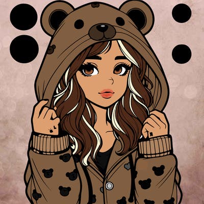 realistic girl in a animal pjs hoodie