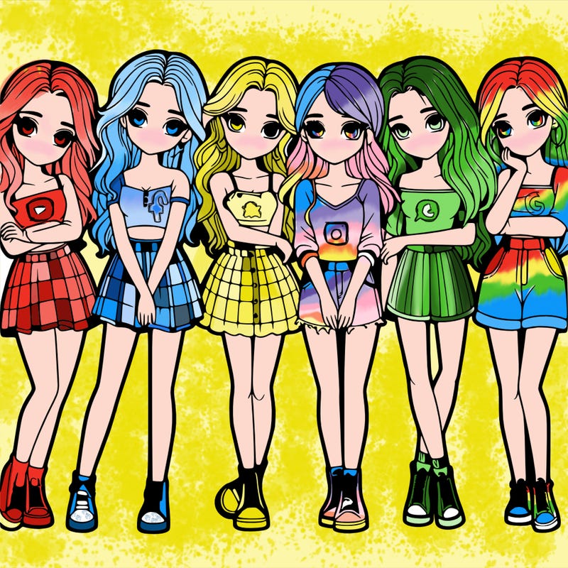 a group of girls realistic