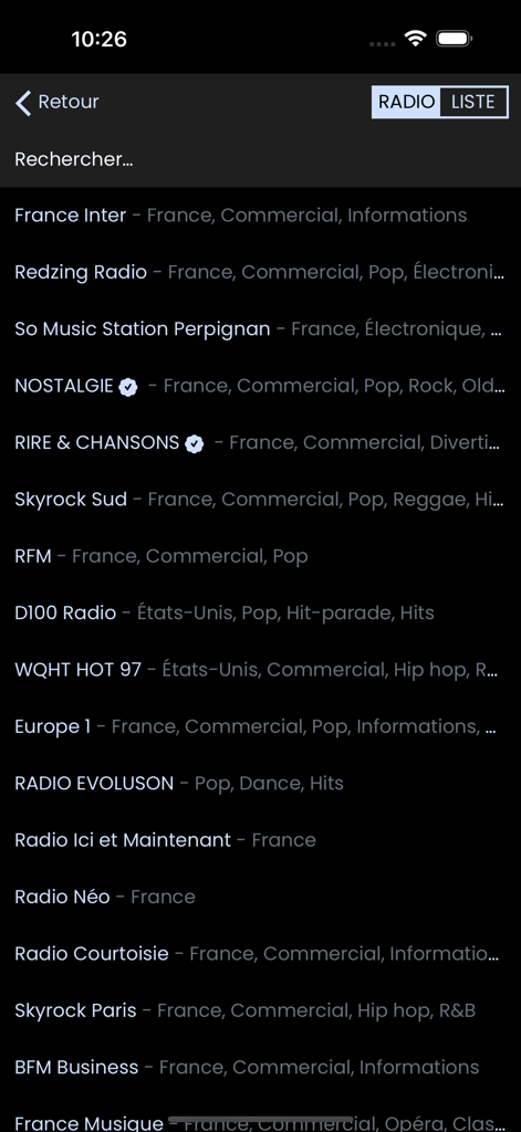 TunedRadios - Minimalist list of international radio stations in the TunedRadios app