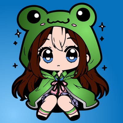 chibi girl with frog hoodie