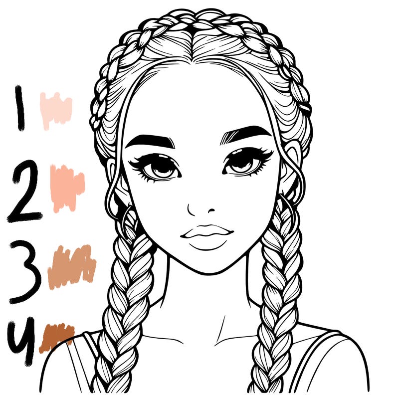 realistic girl with braids