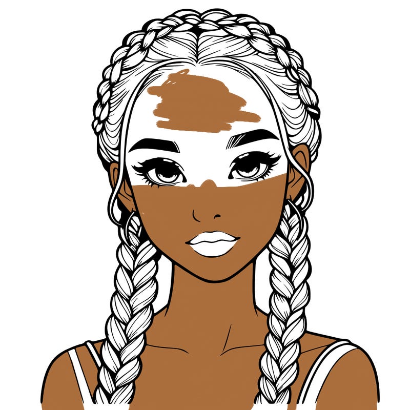 realistic girl with braids