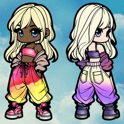 girl in crop top and baggy pants