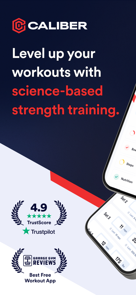 Caliber: Strength Training - Application de musculation Caliber présentant des entraînements scientifiques et des notes élevées des utilisateurs