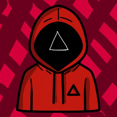 a person with non face waering a hoodie with a small triangle symbol