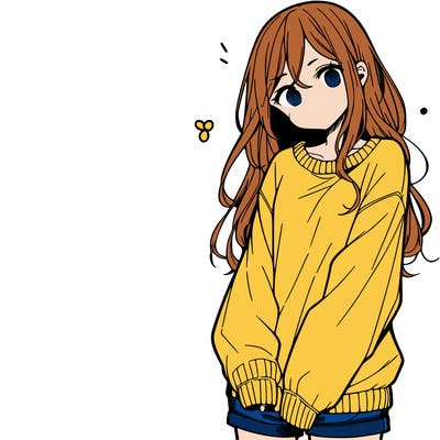 manga teen girl  in a sweater and baggy pants
