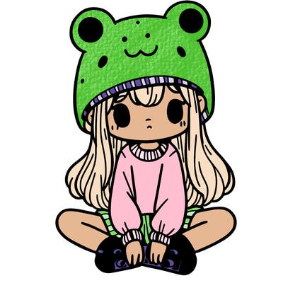 a girl wearing a frog hat and some frog socks