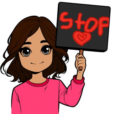 realistic girl holding up a sign