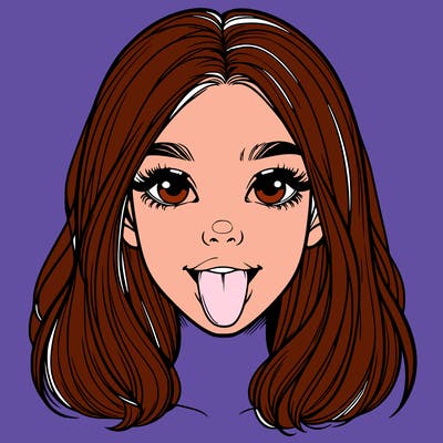 realistic girl with her tongue out