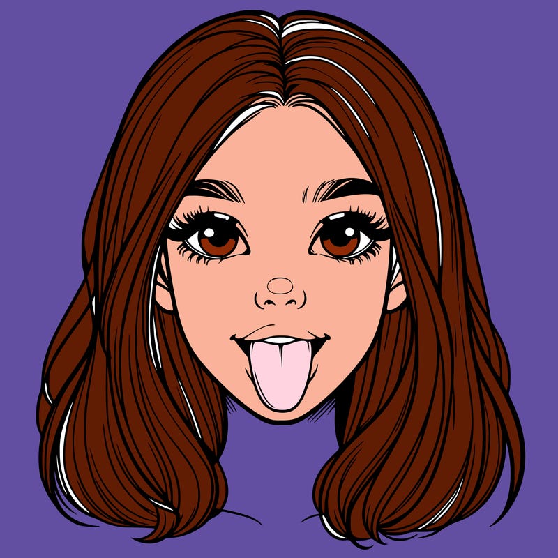 realistic girl with her tongue out