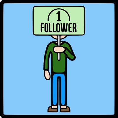 pls 1 follower sign with person holding it