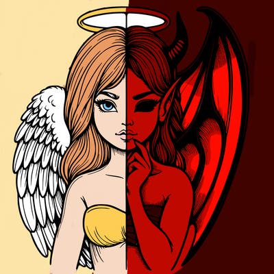 realistic angel half demon