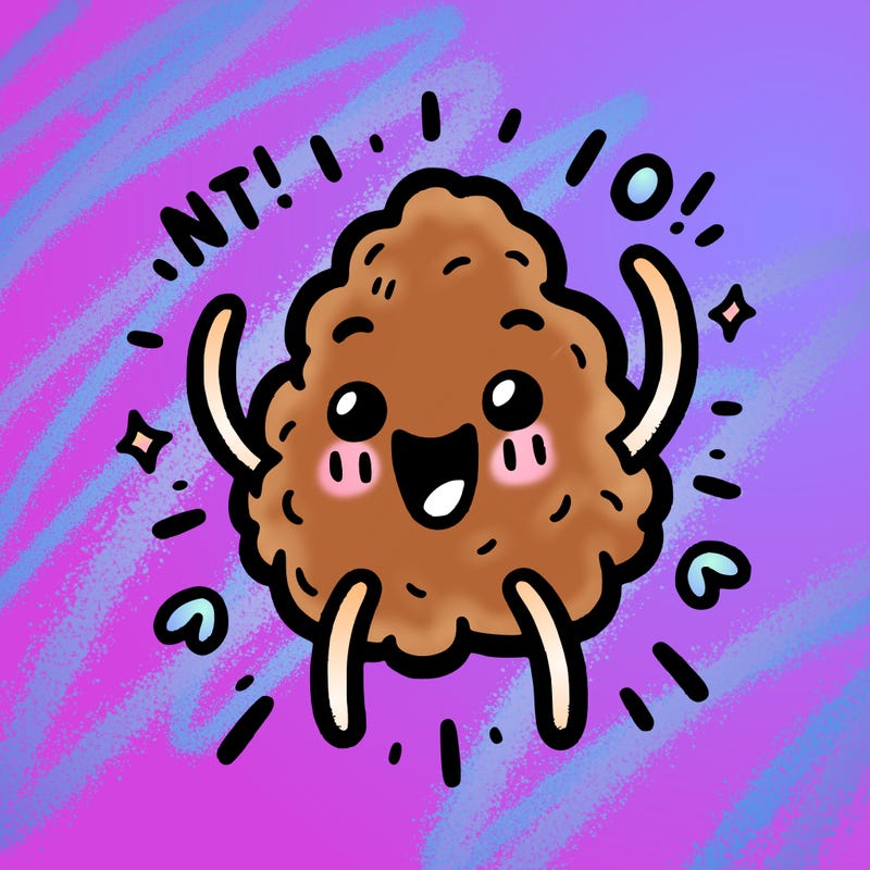 a chicken nugget that is so happy that it looks like it will explode