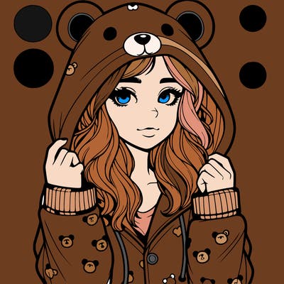 realistic girl in a animal pjs hoodie