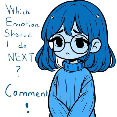 sad girl with glasses in a sweater