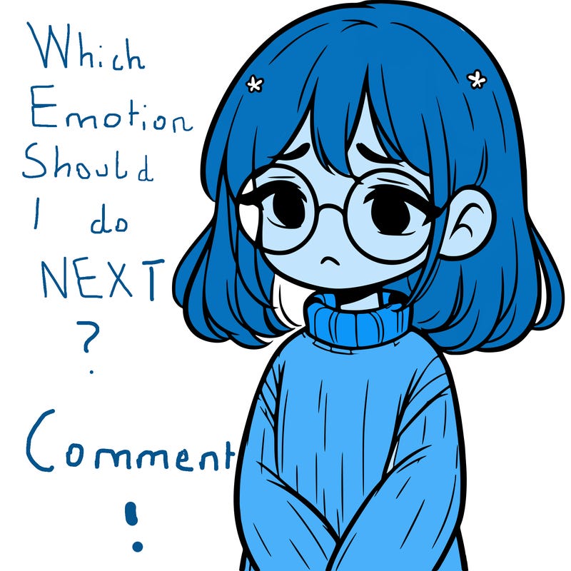 sad girl with glasses in a sweater