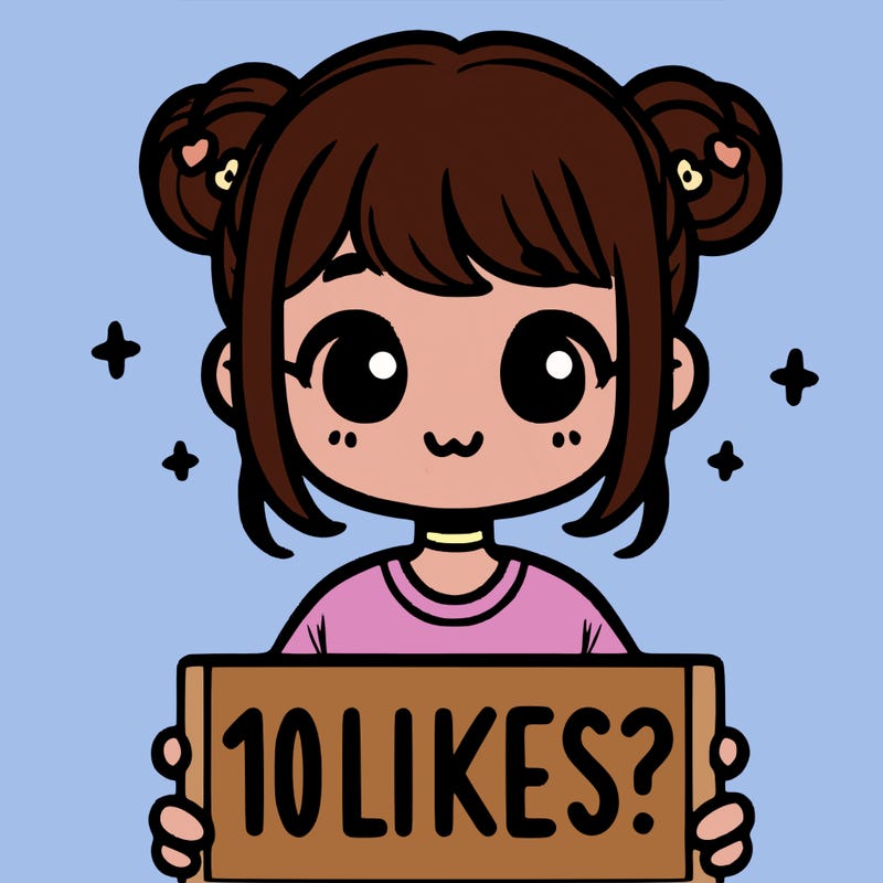 cute girl that is holding a sign that says 10 likes?