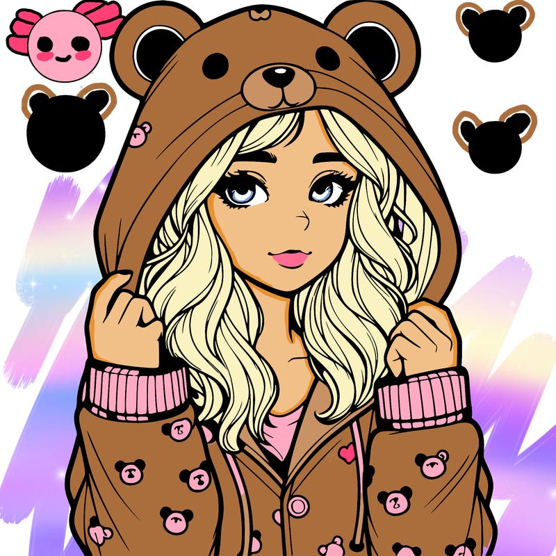 realistic girl in a animal pjs hoodie
