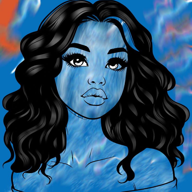 realistic girl with wavy hair and lips