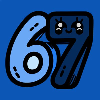 the numbers 67