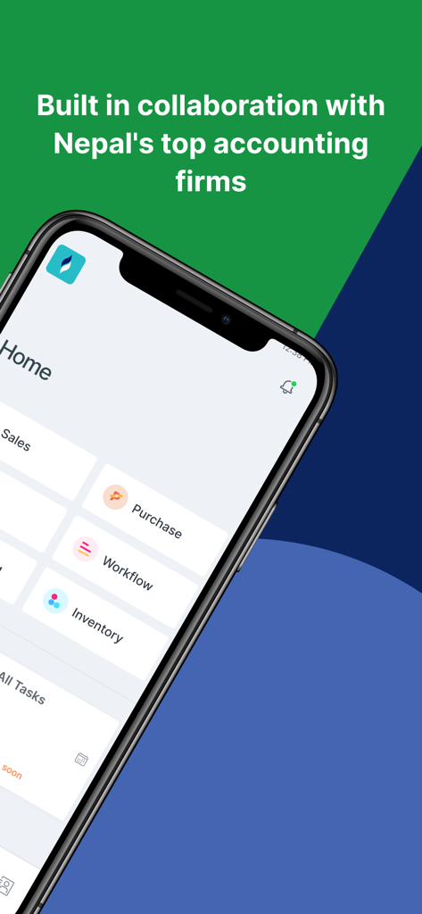 TIGG-Cloud Accounting software - TIGG cloud accounting software mobile app interface showing business management modules