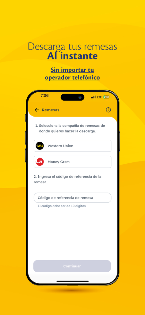 Billetera Tigo Money Guatemala - Tigo Money app interface for receiving Western Union and MoneyGram remittances in Guatemala